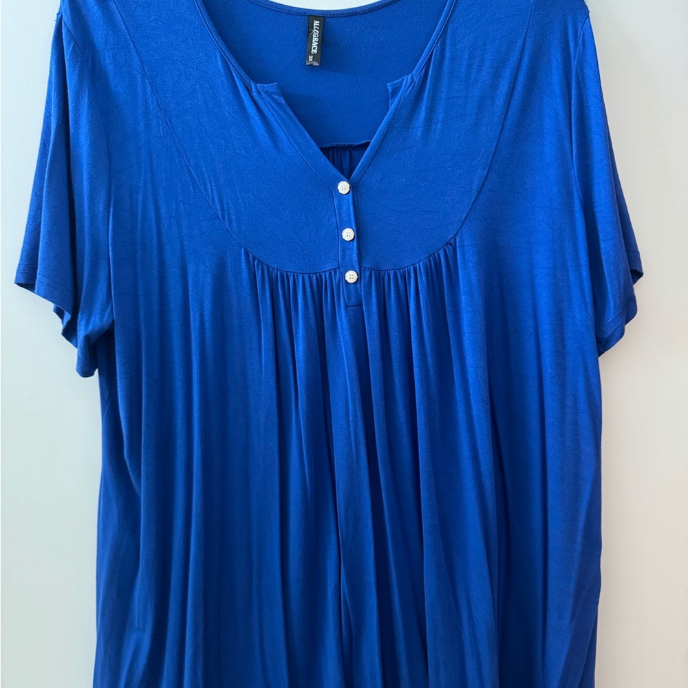 3/$10 Plus Size Blue Button-Front Top